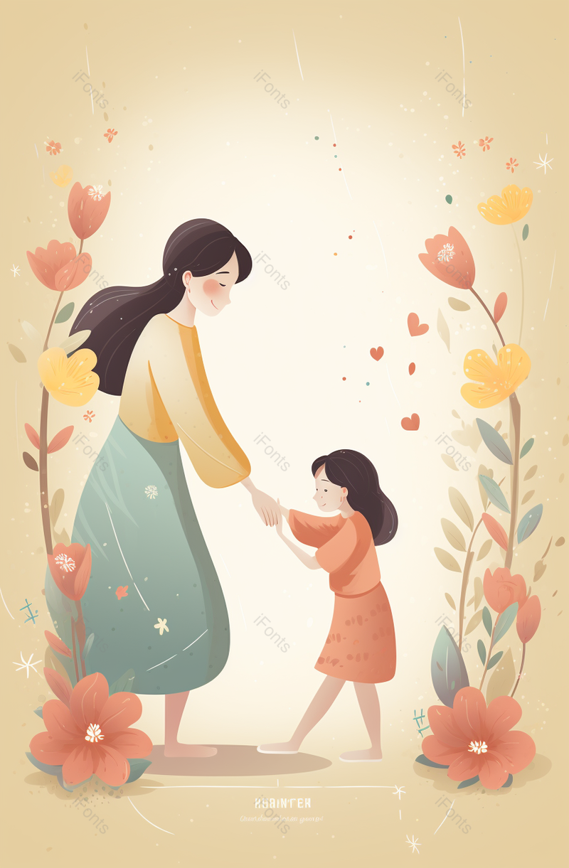 粉色卡通清新简约手绘母亲节背景图,插画/手绘图,插画/手绘图库,插画/手绘图下载,插画/手绘